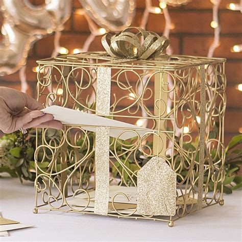 gold metal gift card box|Amazon.com: Metal Gift Card Holder.